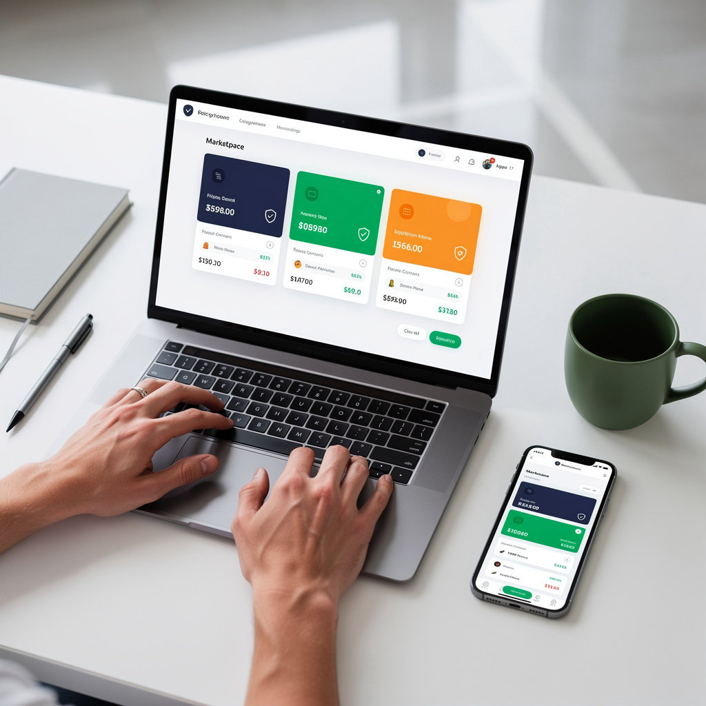 LapDog Marketplace platform showing verified business builds, domains, and verified asset listings for founders